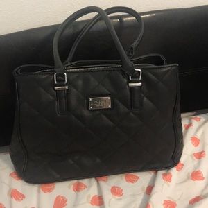 Guess Black quilted purse with silver hardware